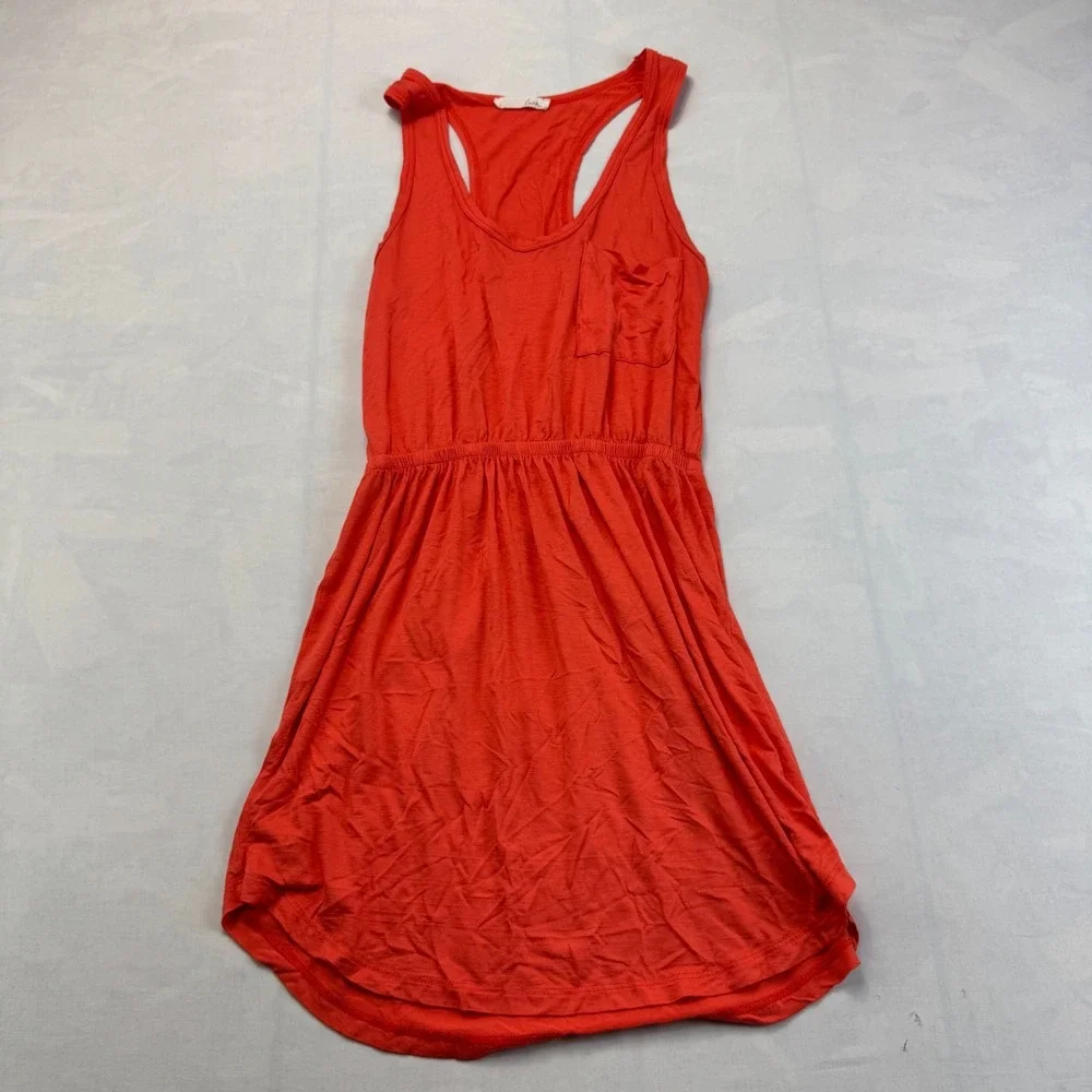 Lush Tank Dress Womens Small Red Sleeveless Racerback Elastic Waist Pullover